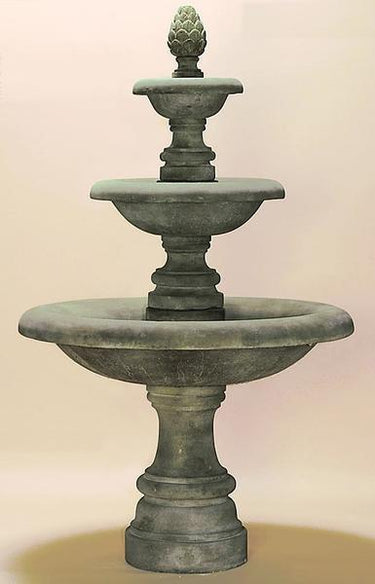 Newcastle Three Tier Cast Stone Outdoor Fountain Fountain Tuscan